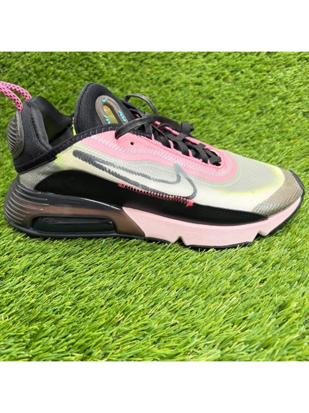 Nike Air Max 2090 Womens Size 8.5 Gray Pink Black Running Walking Shoes Sneakers